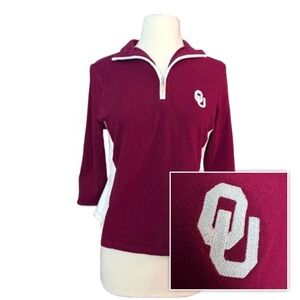 Cutter & Buck Medium OU Oklahoma University 3/4 Sleeve Pullover Zip